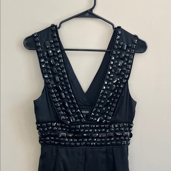 Bebe black silk sleeveless dress with beading small - Picture 2 of 16